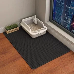 Katzenstreu Matte Doppellagig Wasserdicht Wabenmatte Fangunterlage Waschbar Beige-